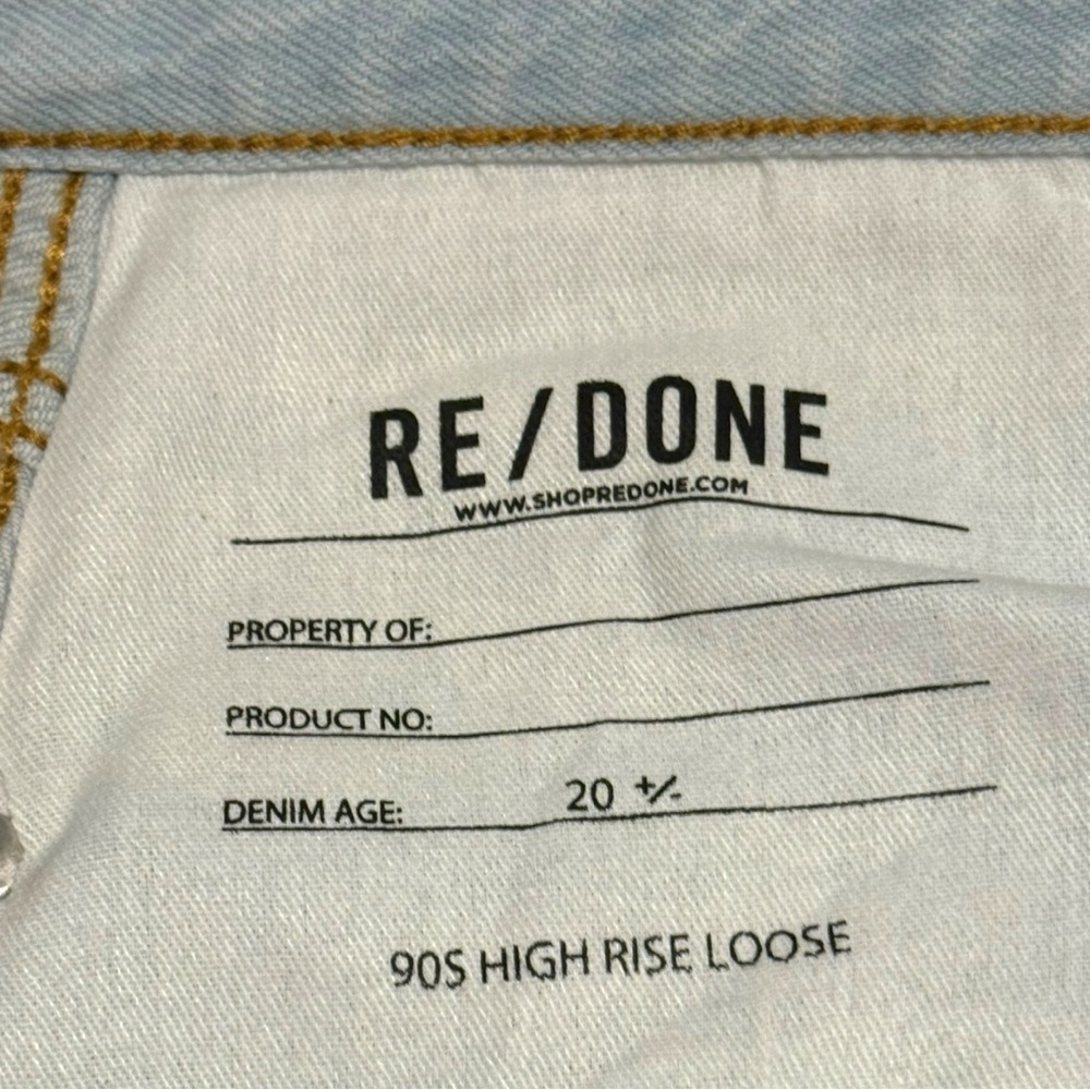 RE/DONE 90s High Rise Loose Jeans Light Wash Distressed Knees NWT - Picture 4 of 4